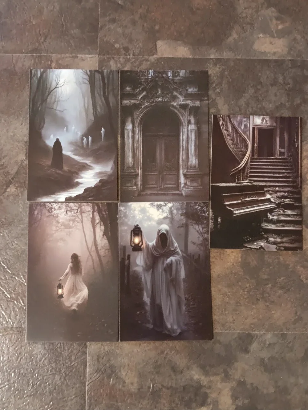 Dark Gothic Postcard Set Of 5, Academia Art Print Correspondence Notes 4x6